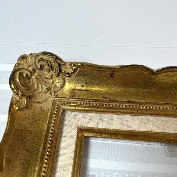 Vintage 70s Gold Gilt Ornate Picture Frame w/ Glass Baroque Rococo Mid Century - Picture 7 of 9